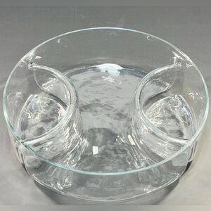 Vintage 1997 Indiana Glass Brio Clear Glass Double Dip Serving Bowl Large